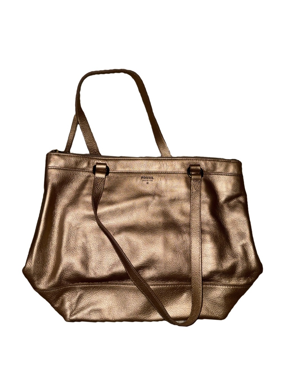 Fossil Bronze Metallic Leather Tote